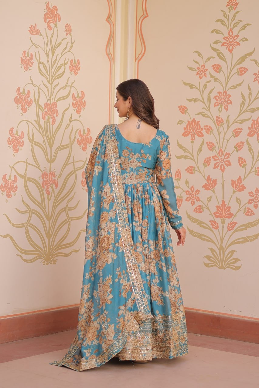 Floral Gown with dupatta