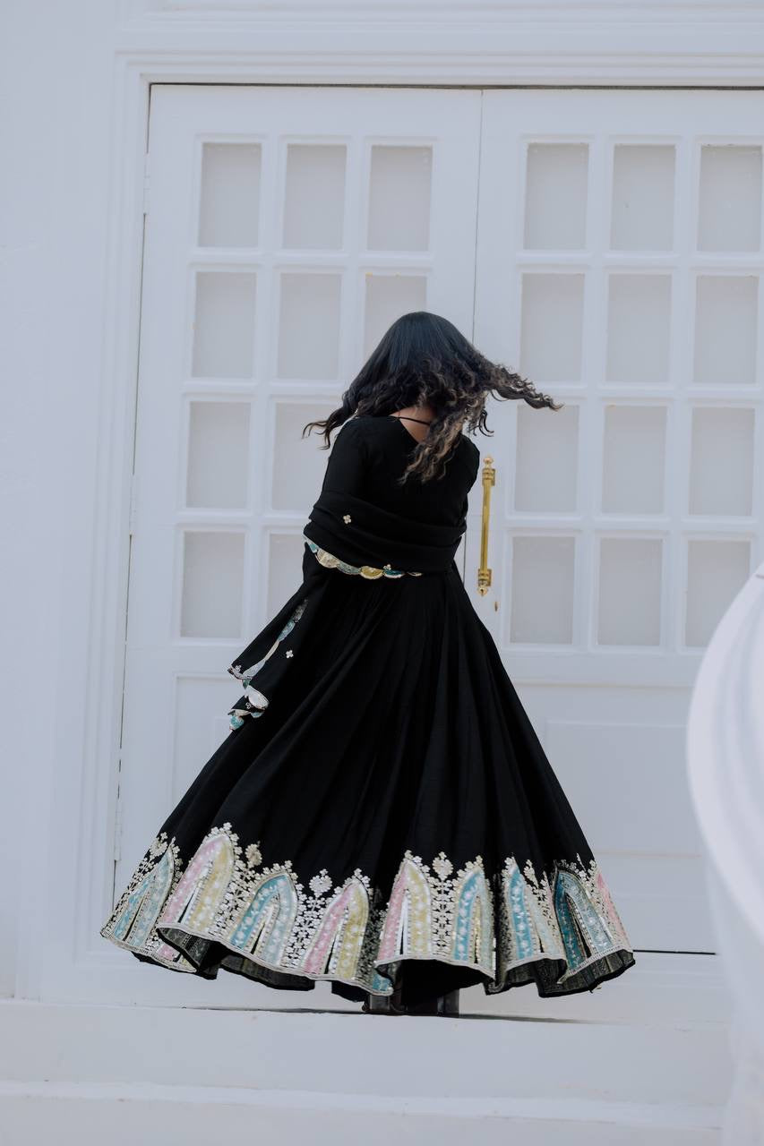 Embellished gown with duppata