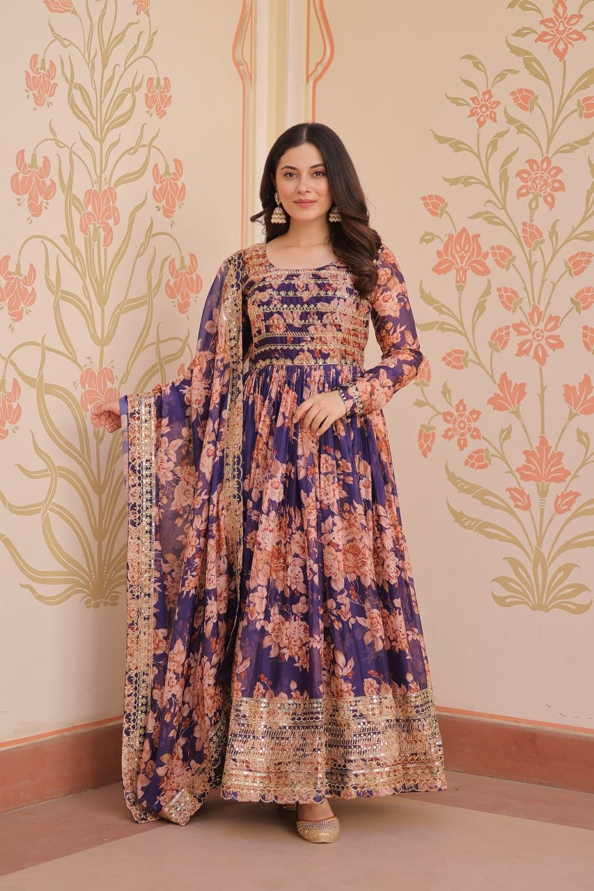 Floral Gown with dupatta