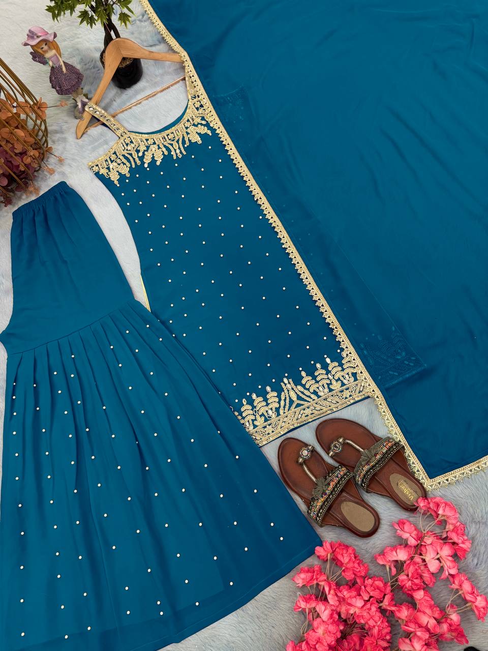 Heavy work sharara set.