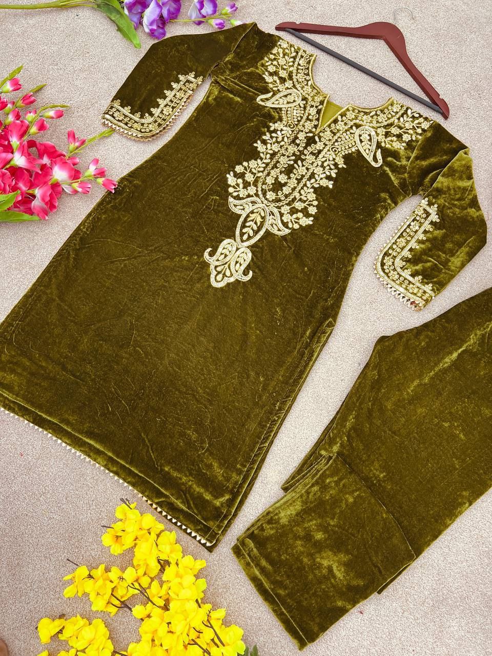 Velvet Kurta pant set