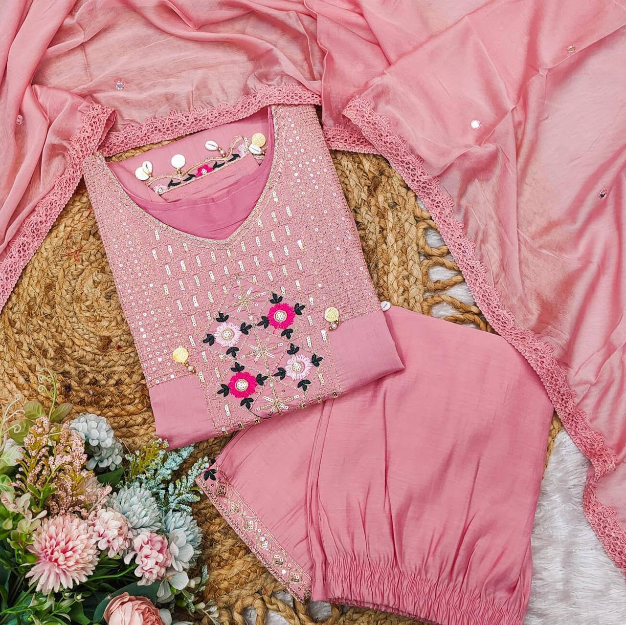 Roman Silk straight suit set.