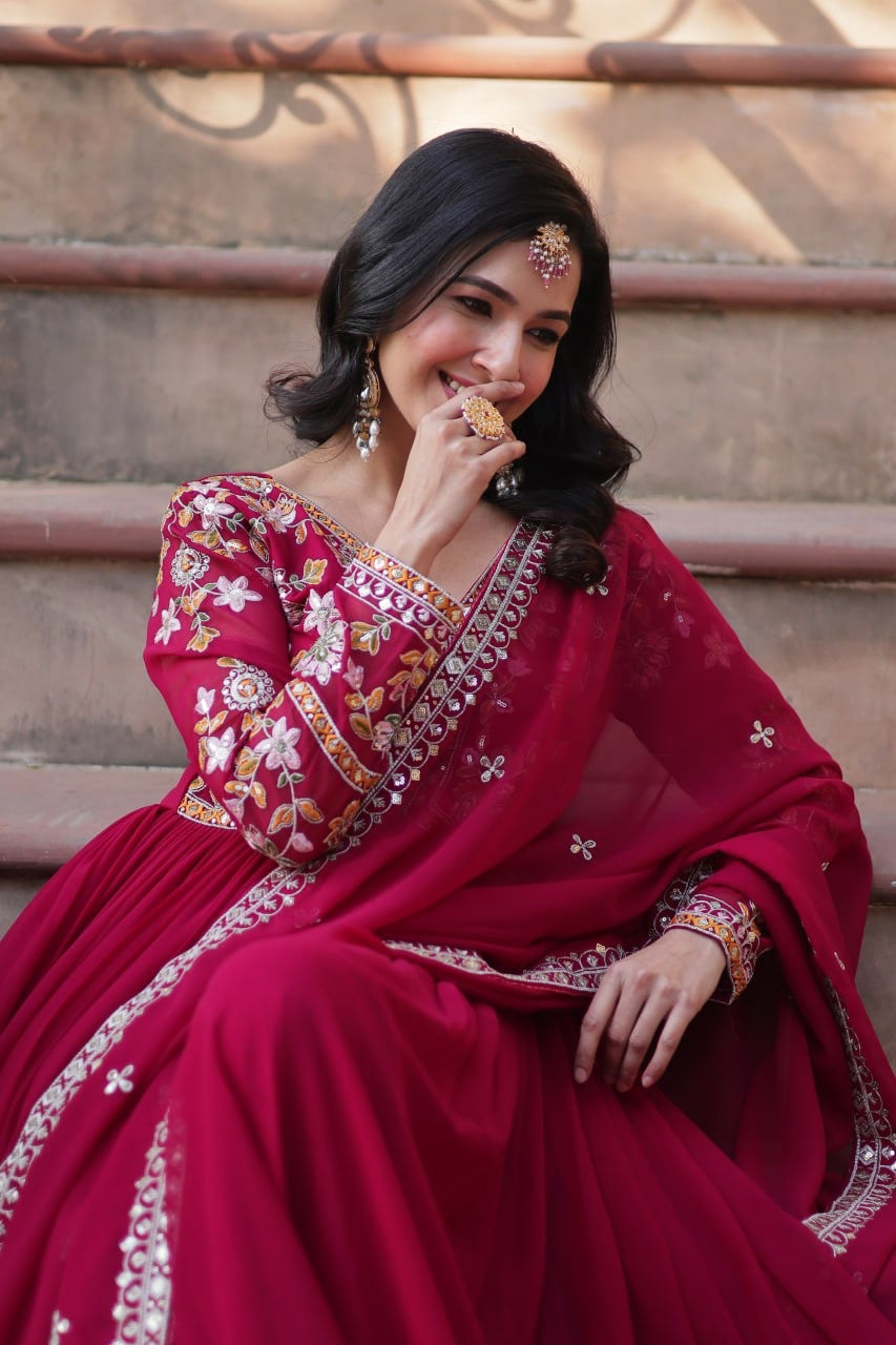 Sequin work gown set