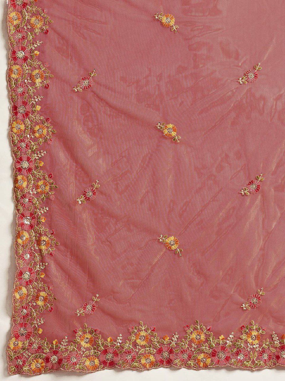 Chikankari embroidery net saree