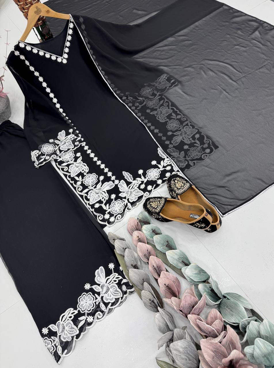 Black kurta set with dupatta