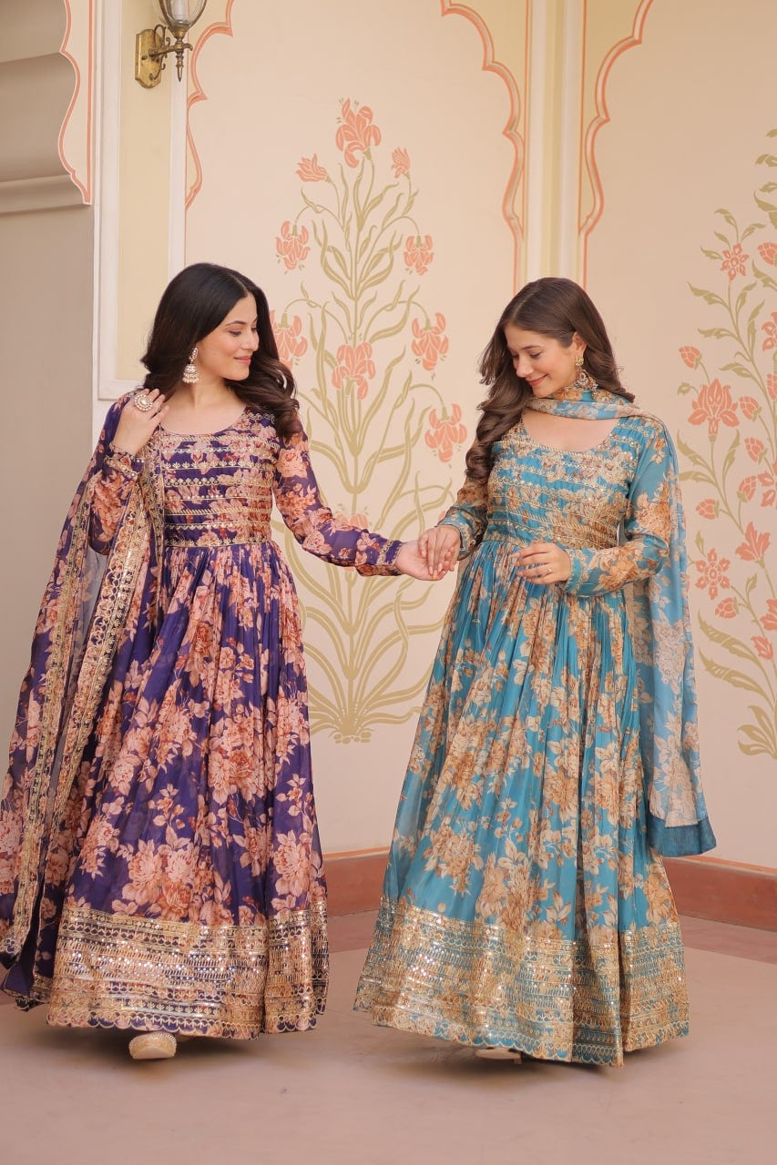 Floral Gown with dupatta