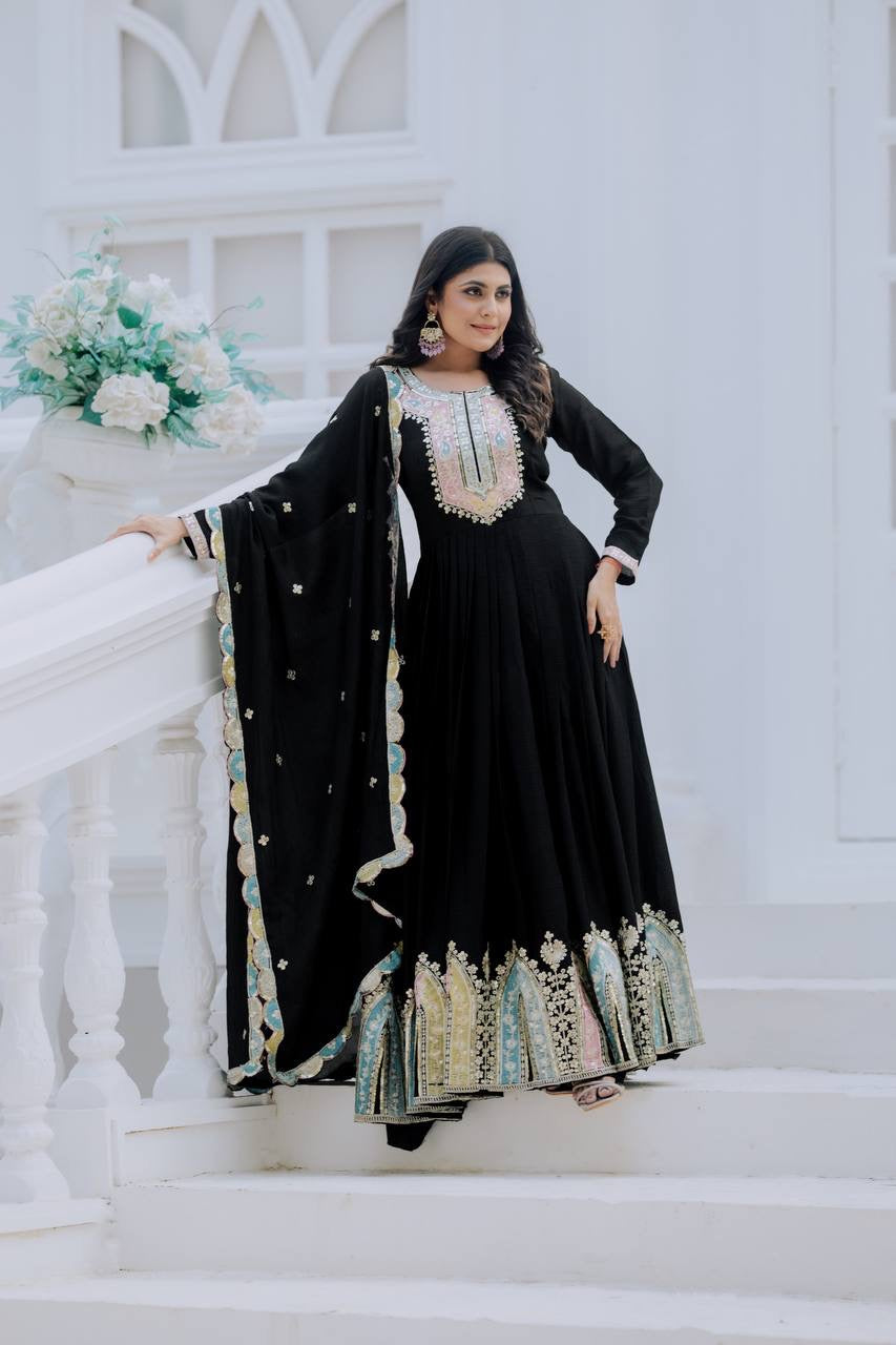 Embellished gown with duppata