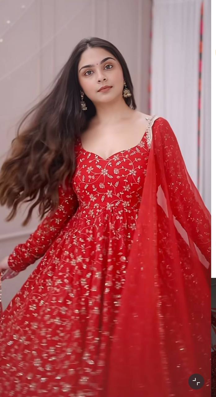 Heavy Red anarkali set