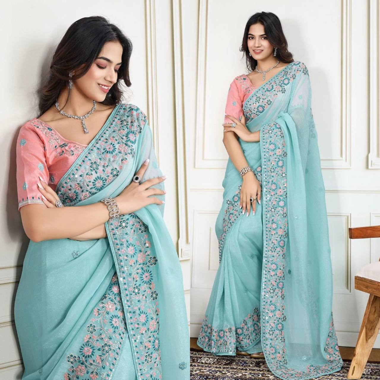 Embroided saree
