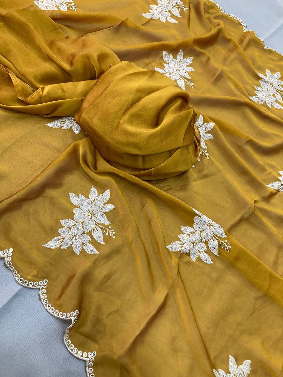 Rangoli silk saree embroided