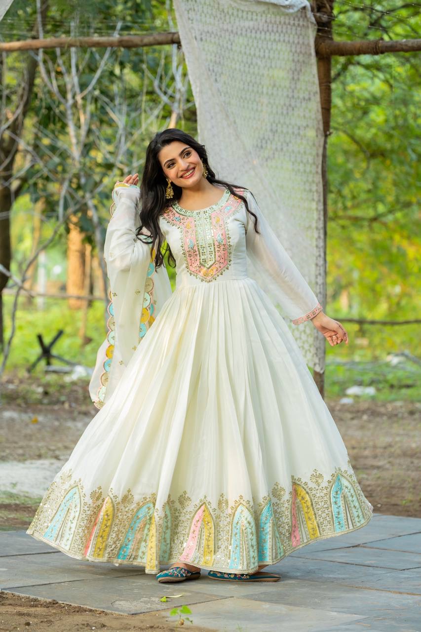 Embellished gown with duppata