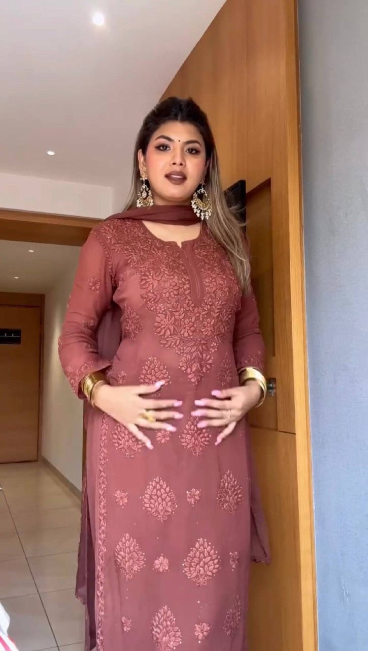 Chikankari sequin kurta set