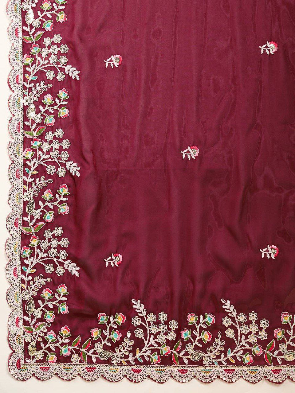 White embroidery saree