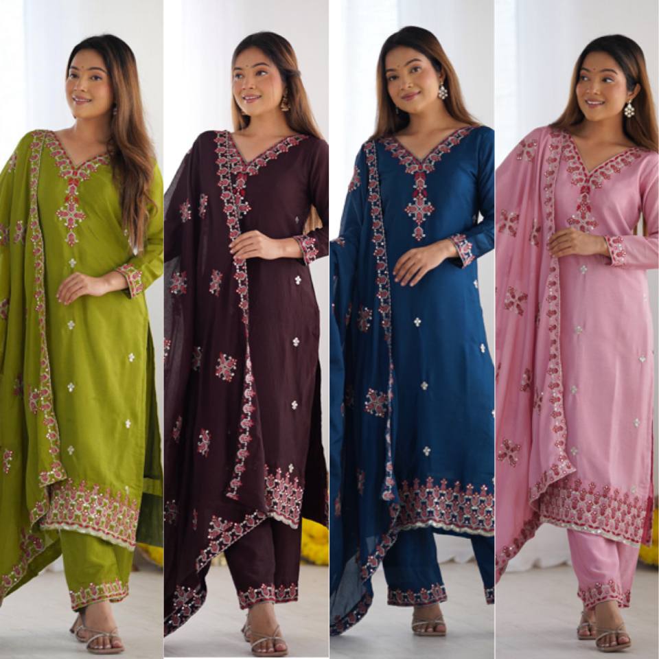 Silk straight kurta set