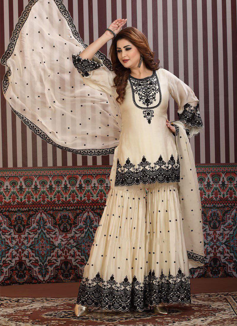 Embroidered Sharara set