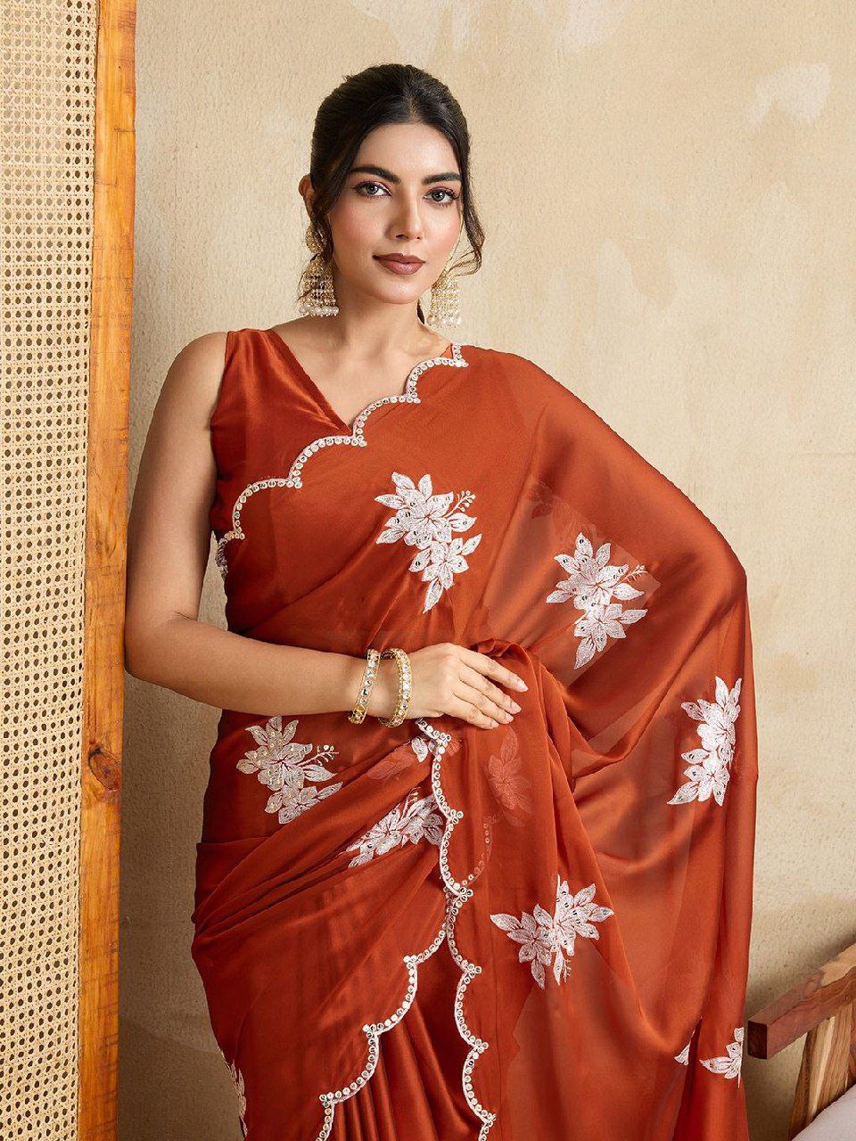 Rangoli silk saree embroided