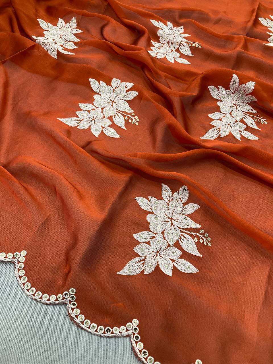 Rangoli silk saree embroided