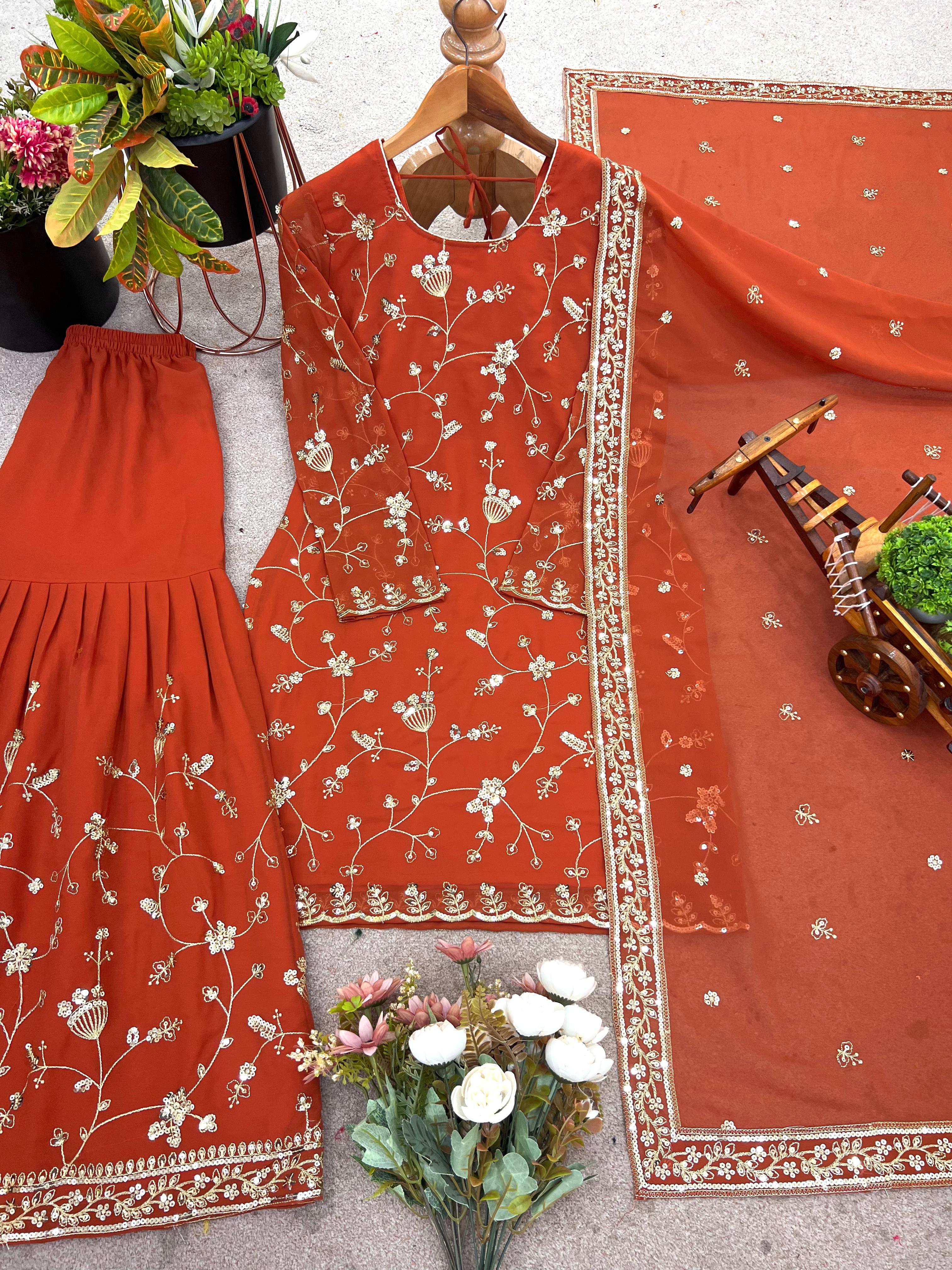 Heavy work sharara set.