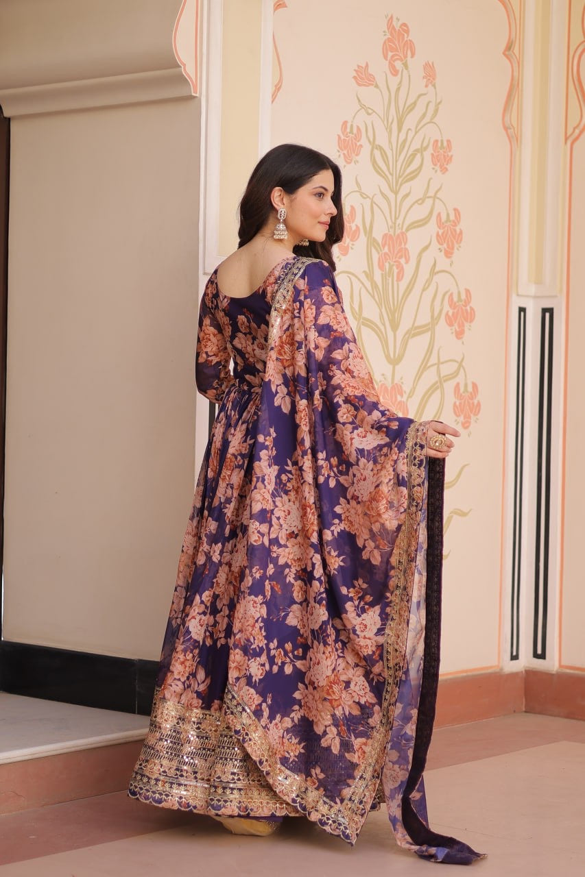 Floral Gown with dupatta