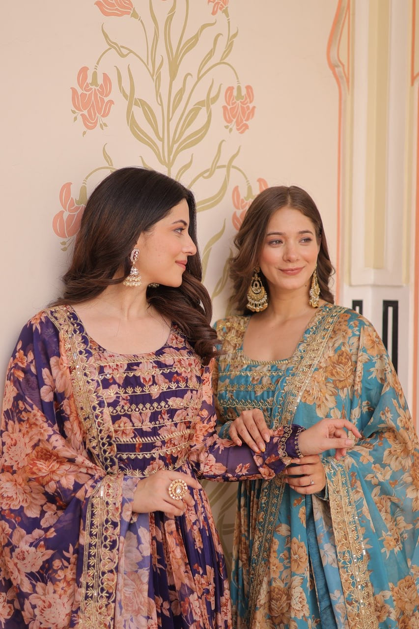 Floral Gown with dupatta