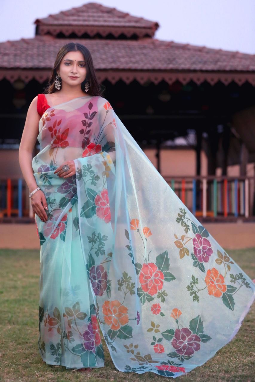 Organza floral Saree