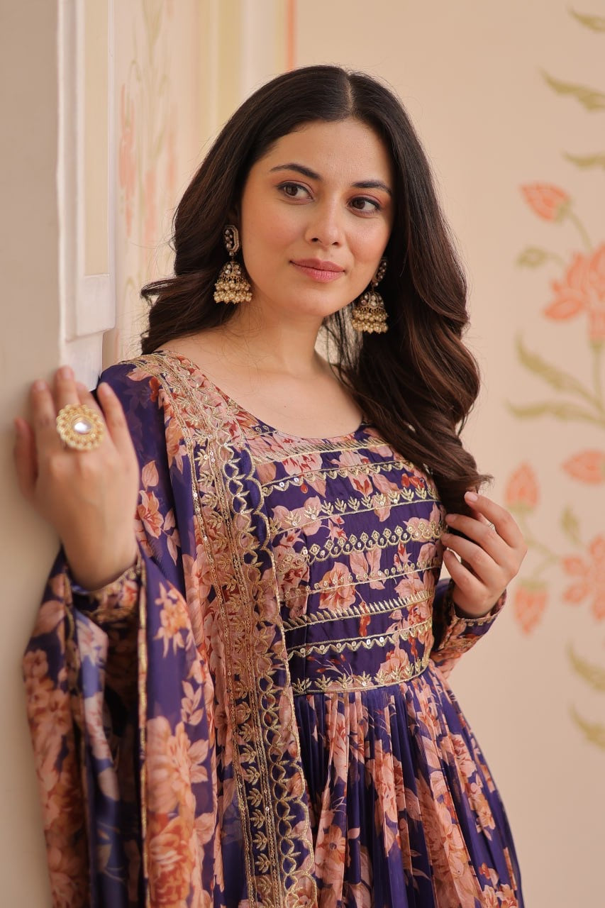 Floral Gown with dupatta