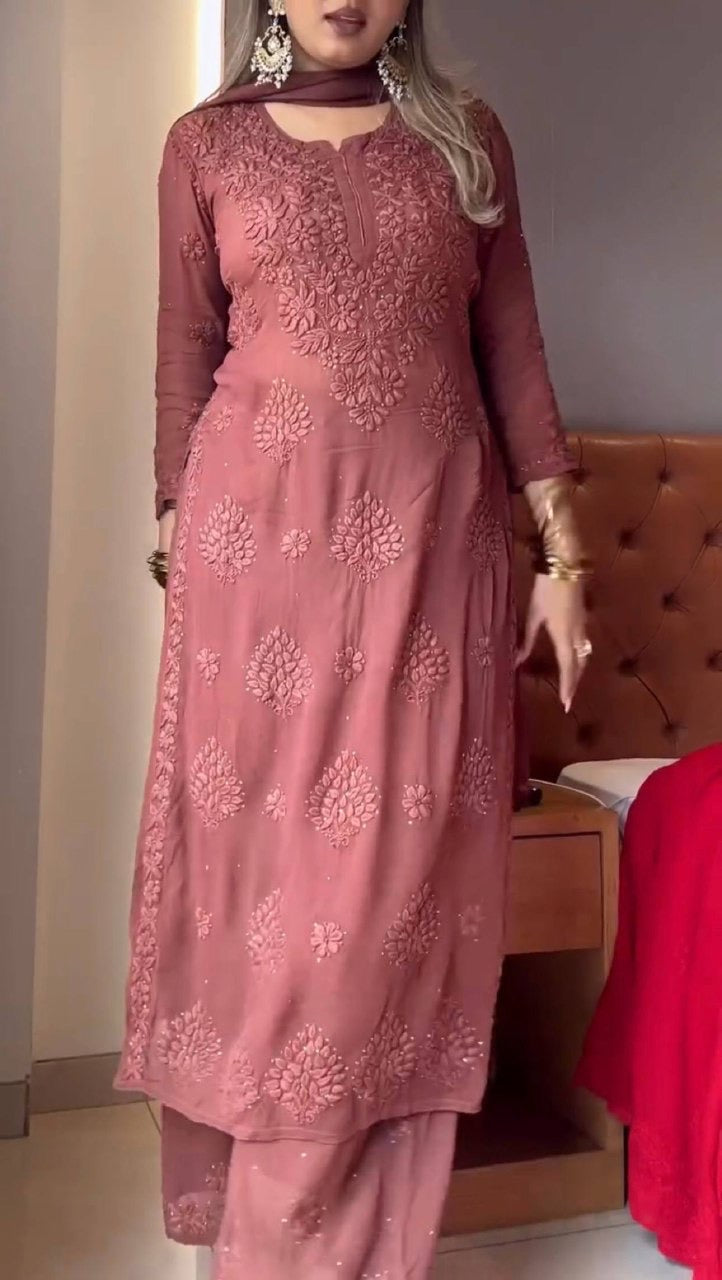 Chikankari sequin kurta set