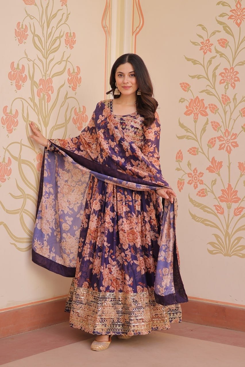 Floral Gown with dupatta