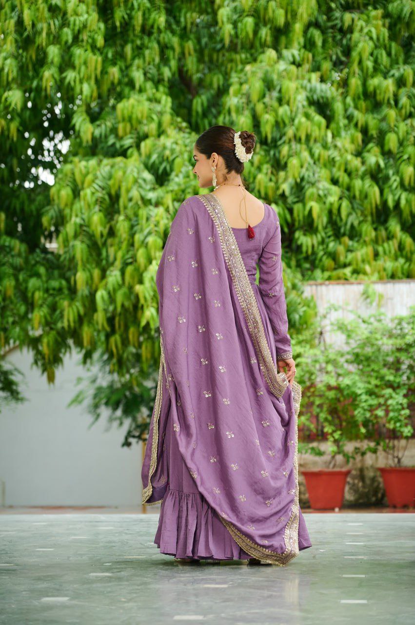 Silk anarkali gown with dupatta
