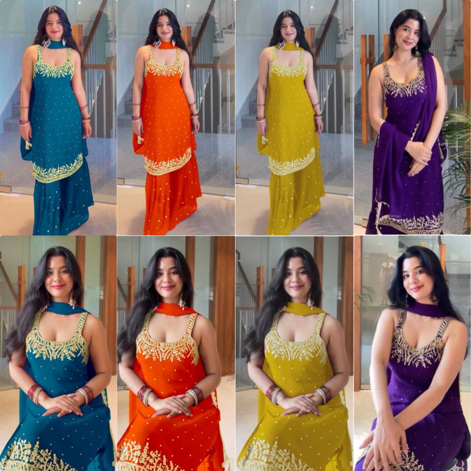 Heavy work sharara set.