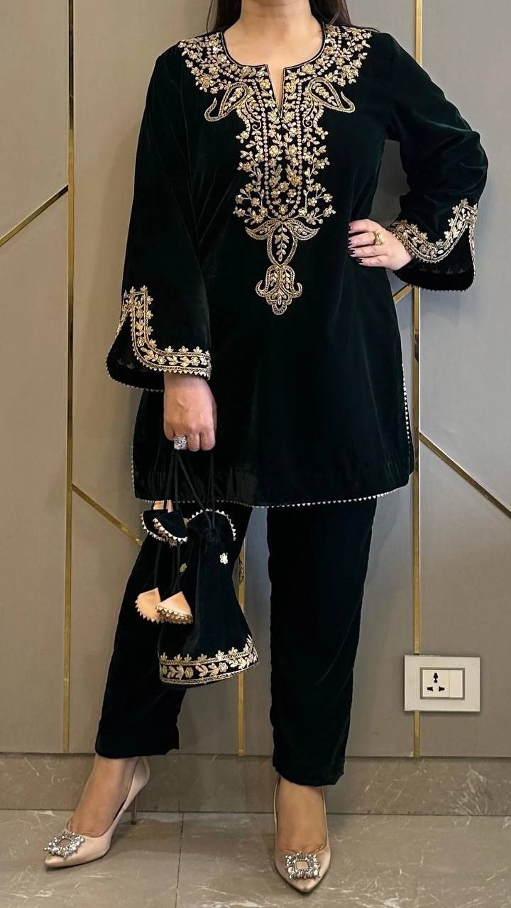 Velvet Kurta pant set