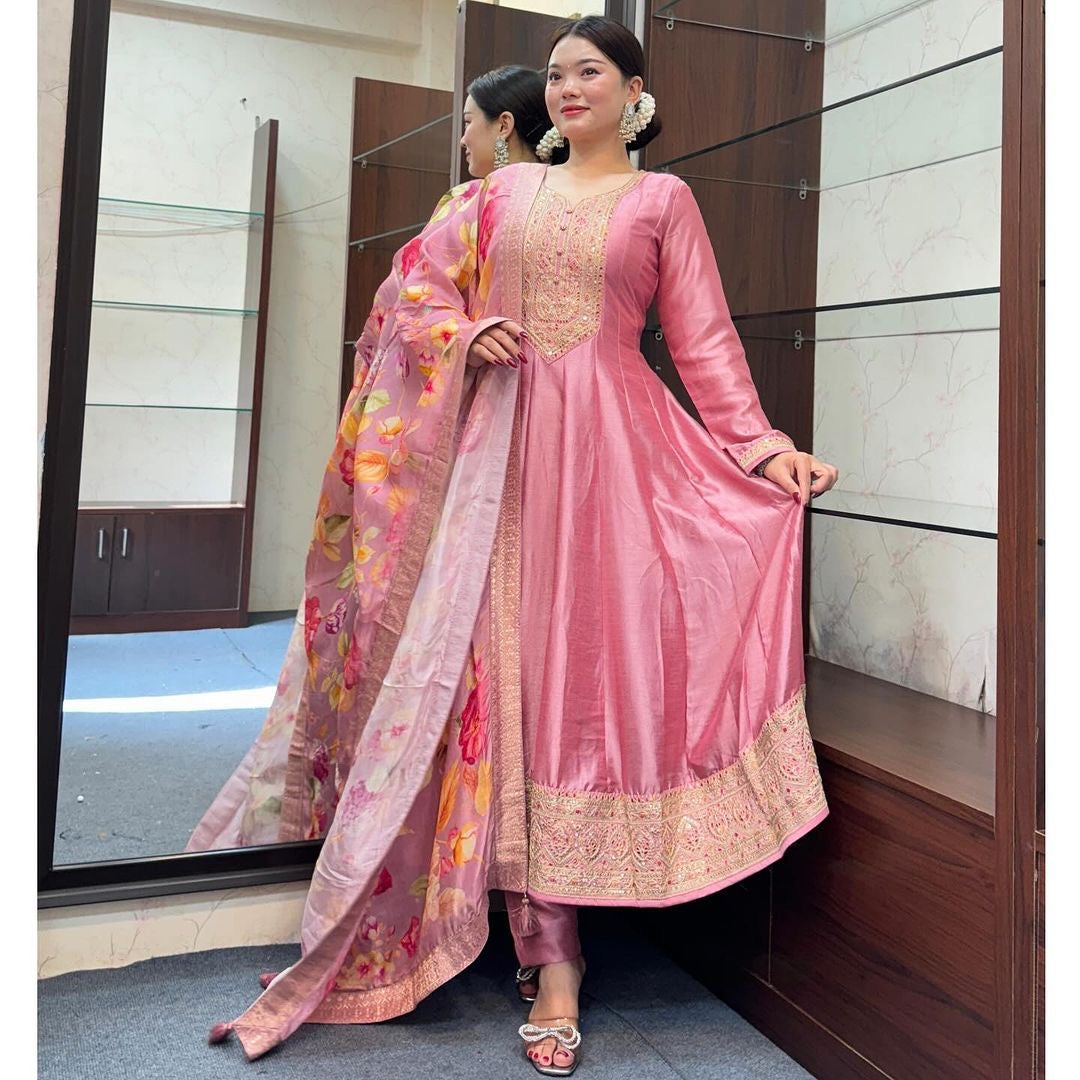 Suit with floral duppata
