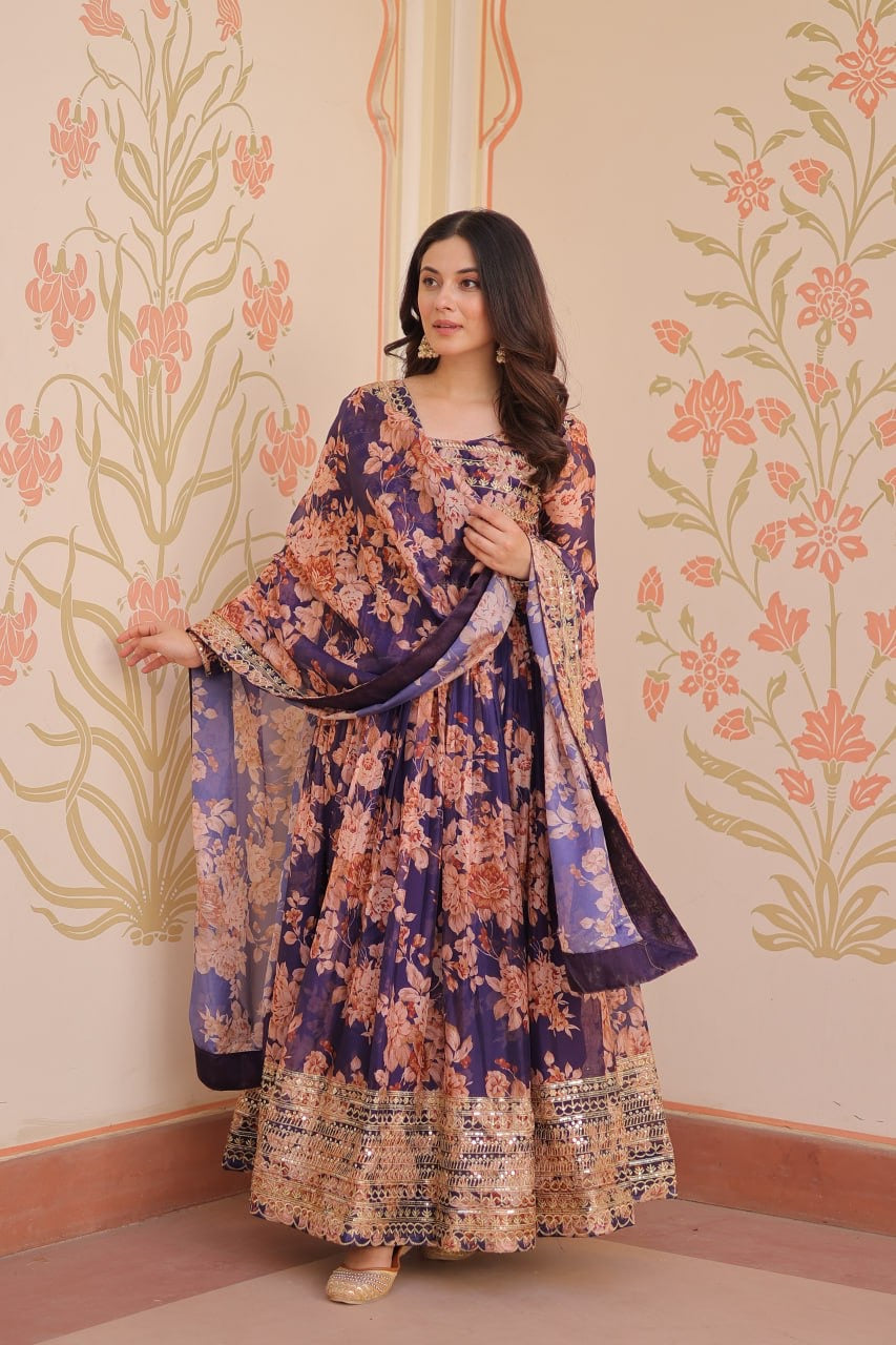 Floral Gown with dupatta