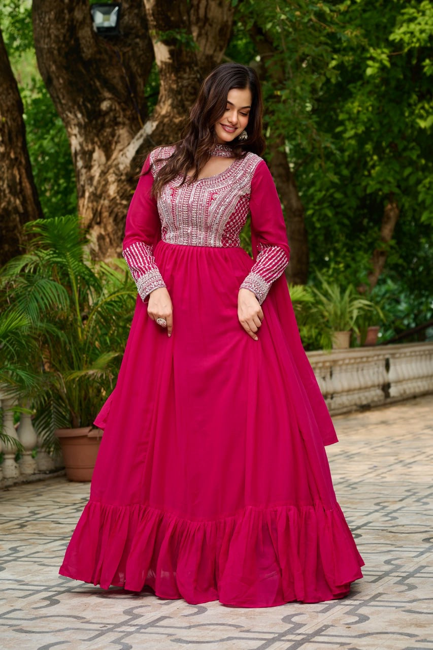 Beaded sequin work anarkali gown