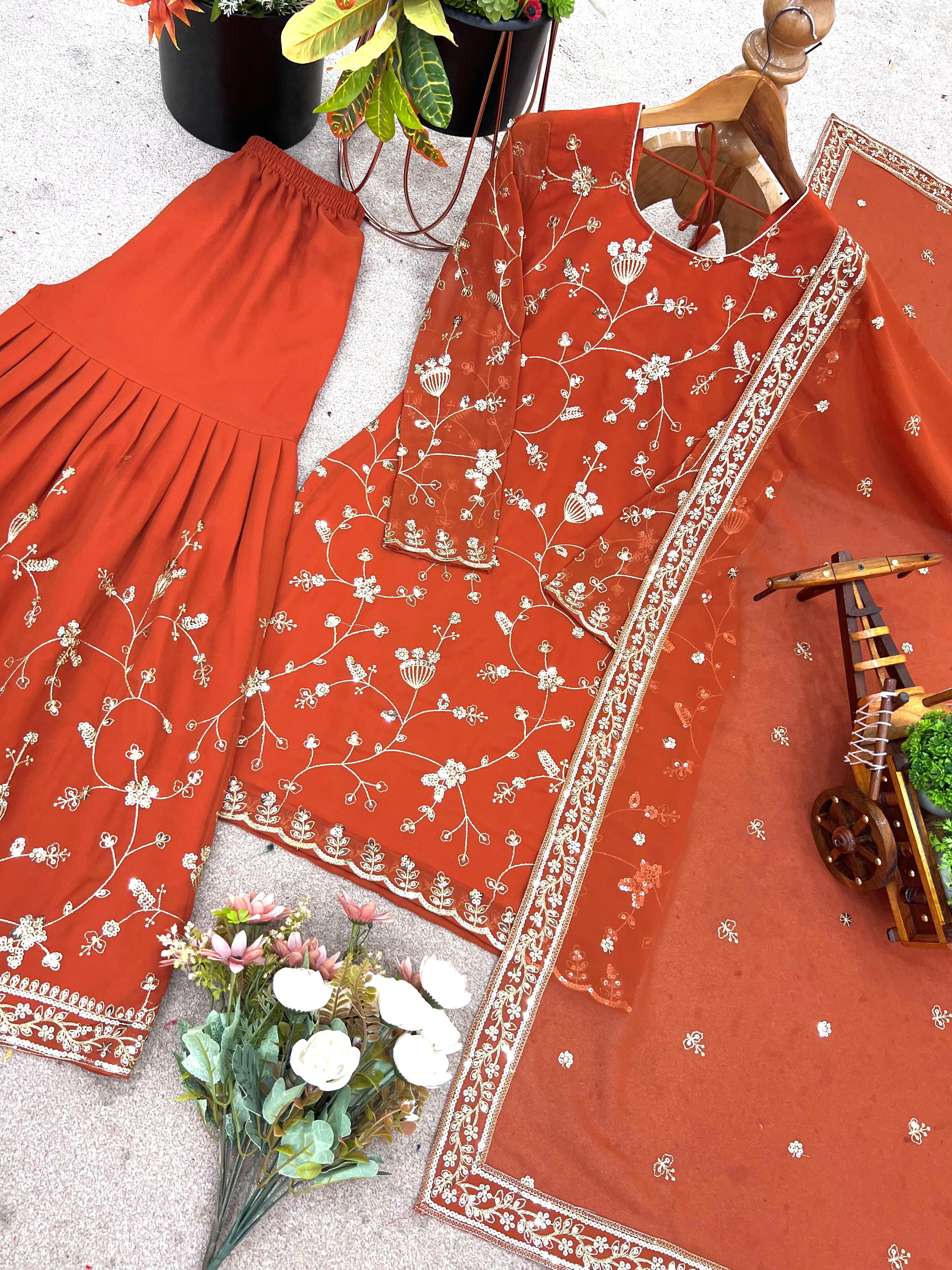 Heavy work sharara set.