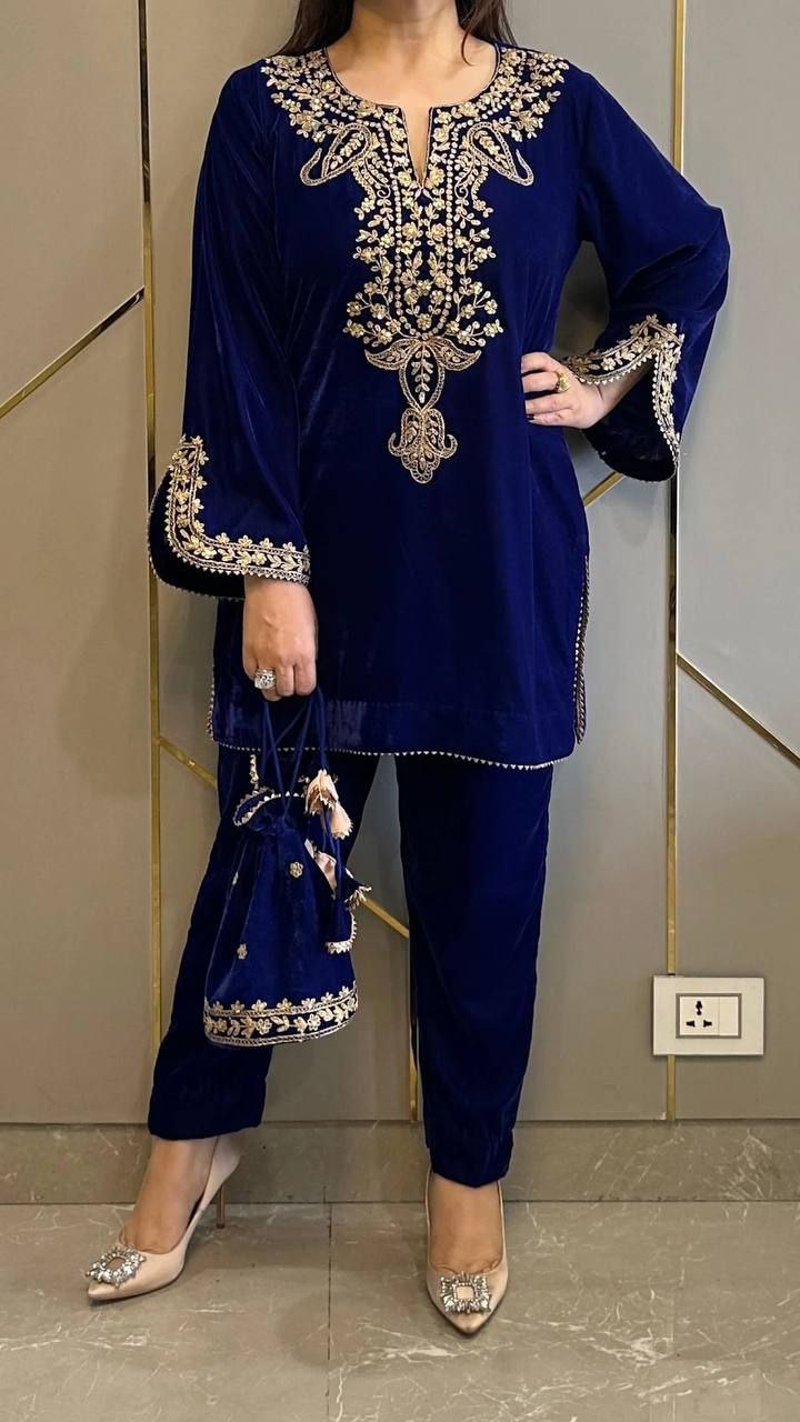Velvet Kurta pant set