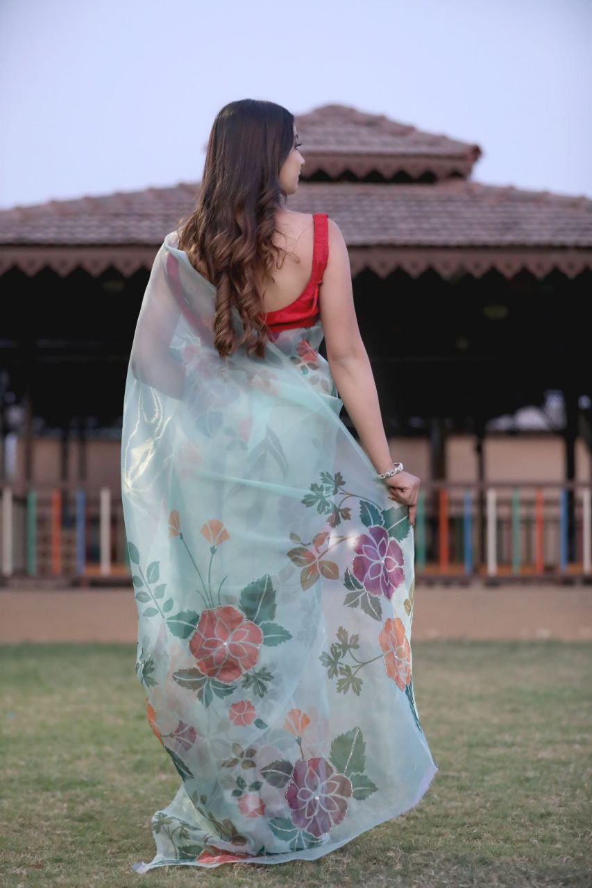 Organza floral Saree