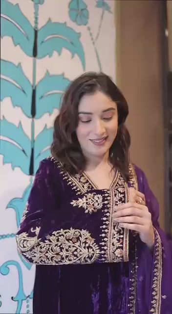 Deep purple pakistani suit set