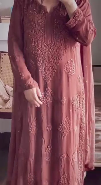 Chikankari sequin kurta set
